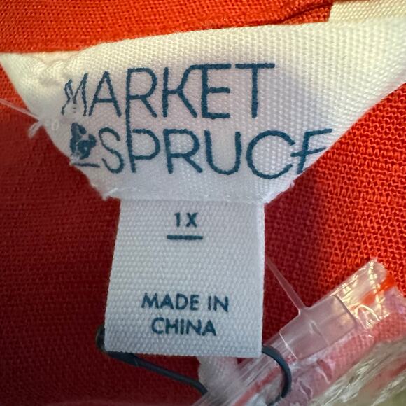 Market & Spruce Women Button Front Tank Top Red Stretch Rayon NWT Size 1X - Picture 6 of 8